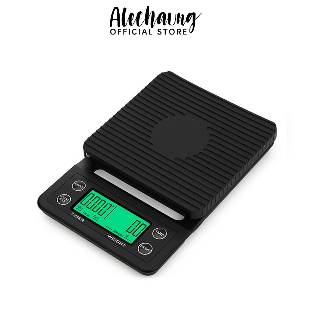Alechaung เครื่องชั่งกาแฟ เครื่องชั่งดิจิตอล coffee scale จอ LCD ฟังชั่นหลากหลาย 3Kg