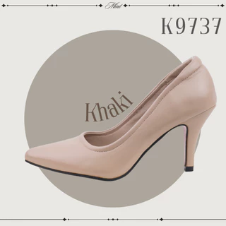 สินค้าพร้อมส่ง K9737 รองเท้าคัชชู หน้าเรียบหนังนุ่มสูง 3 นิ้ว เท้าอวบอูมใส่ได้สบาย