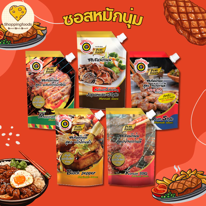 ซอสหมักนุ่ม สูตร พริกไทยดำ เทอริยากิ แม็กซิกัน ย่างเกาหลี พริกเกาหลี ซอสหมักไก่ย่าง ซอสหมักหมู