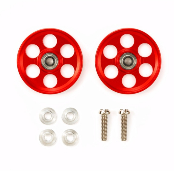 ทามิย่า💯โรลเลอร์ TAMIYA [95404:⭐️900] HG Lightweight 19mm Aluminum Ball-Race Rollers (Ringless/Red)