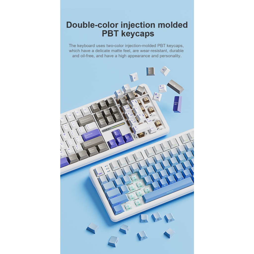 คีย์บอร์ดไร้สาย - AULA F108 - Gasket Mechanical Keyboard Full Size คีย์ไทย รับประกัน 2 ปี - รูปที่ 5