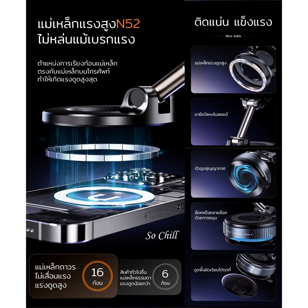 So Chill ที่ยึดมือโทรศัพท์แม่เหล็กแรงสูง 2in1 ติดแน่น พกพาสะดวก ราคา ถูกที่สุด ดีลบีเคเค แกลเลอรีภาพที่ 8