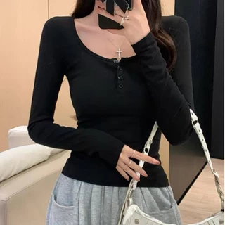 เสื้อยืดแขนยาว สไตล์เรียบหรู ทรงเข้ารูป