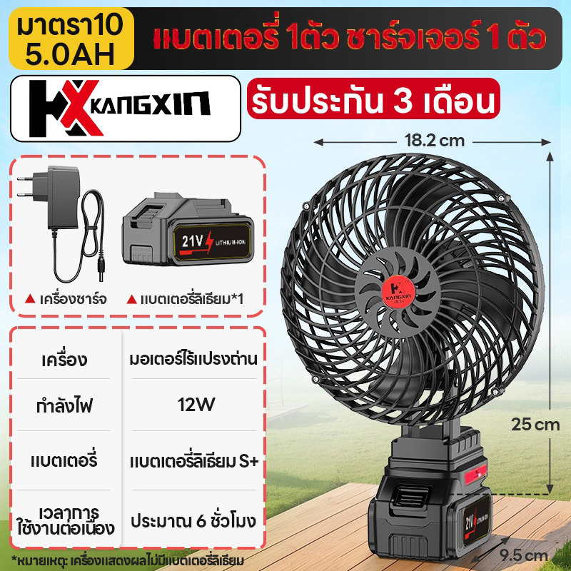 🎁พัดลมไฟฟ้า Kangxin ขนาด 8 นิ้ว ลมแรงพกพาง่าย เหมาะกับสภาพแวดล้อมที่หลากหลาย ฟรีจัดส่ง