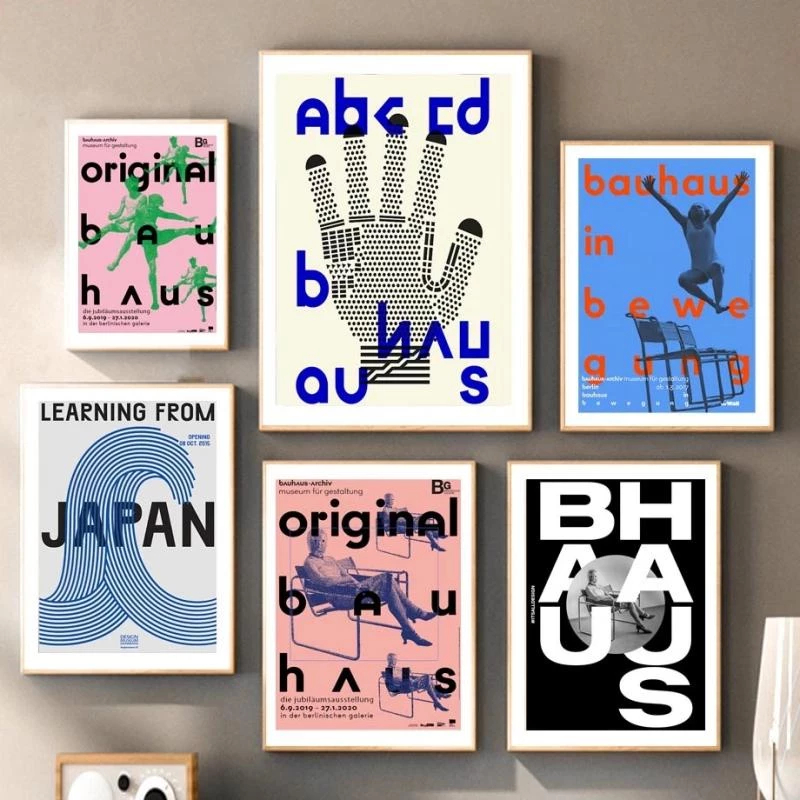 (พร้อมส่งจากไทย ภาพรวมกรอบ)รูปพิพิธภัณฑ์ศิลปะ นามธรรม Bauhaus สไตล์นอร์ดิก สําหรับตกแต่งผนังบ้าน ห้องนั่งเล่น