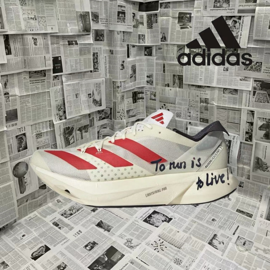adidas Adizero Adios Pro 3 GW7261 สีขาว/แดง รองเท้าผ้าใบ（ของแท้ 100 %）