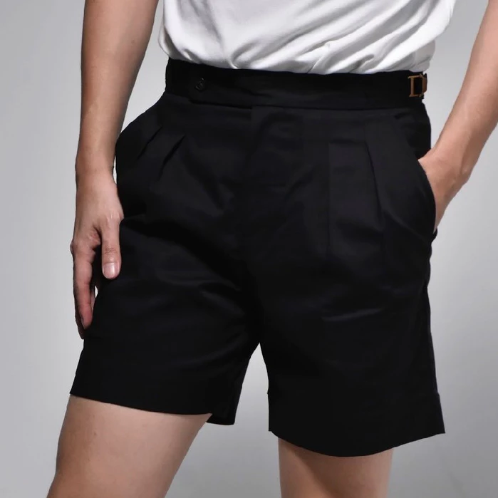 era-won กางเกงขาสั้น รุ่น Double belts Classic Shorts (V2) สี Black seven