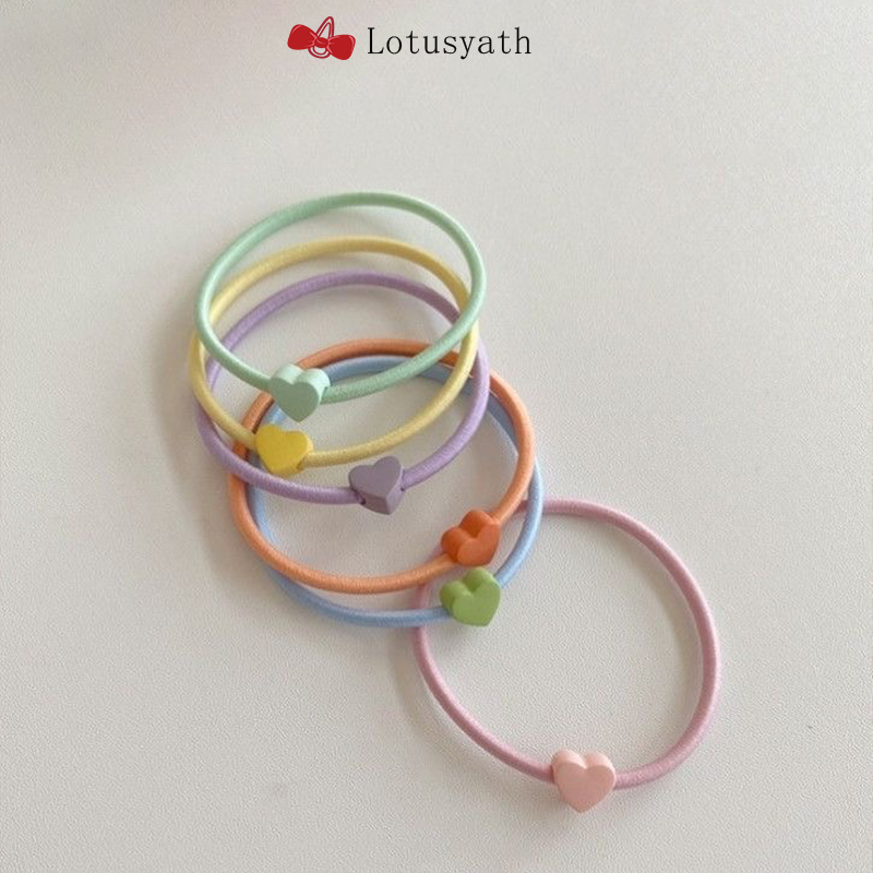 แหวนรัดผม Love สีลูกกวาด เชือกรัดผมแบบเรียบง่าย เชือกรัดผมแบบยืดหยุ่นสูง ยางรัดผม ยางรัดผมสำหรับเด็กผู้หญิง น่ารัก