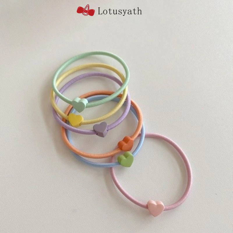 แหวนรัดผม Love สีลูกกวาด เชือกรัดผมแบบเรียบง่าย เชือกรัดผมแบบยืดหยุ่นสูง ยางรัดผม ยางรัดผมสำหรับเด็กผู้หญิง น่ารัก