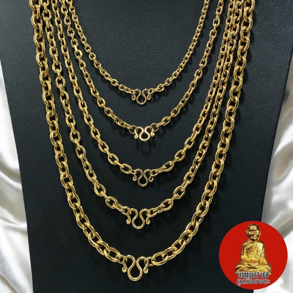 สร้อยสแตนเลสแท้ ทำสีทองเลเซอร์ 18k ลายคชกิต มี 5 ขนาดให้เลือก ความยาวเลือกได้