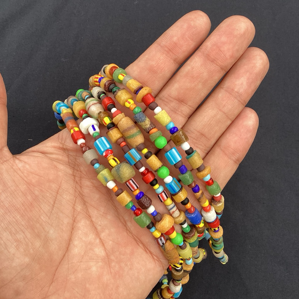 African Antique Sandcast & Glass Beads 0.5–1cm | Handmade Tribal Beads | ลูกปัดแก้วแอฟริกาแบบโบราณ