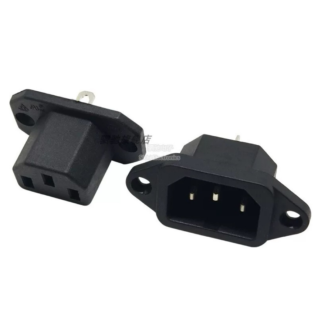 ปลั๊กไฟ AC AC-01 AC-221 3 รู พร้อมหูยึด ปลั๊กตรงทองแดงทั้งหมด C13 อะแดปเตอร์จุด AC-04