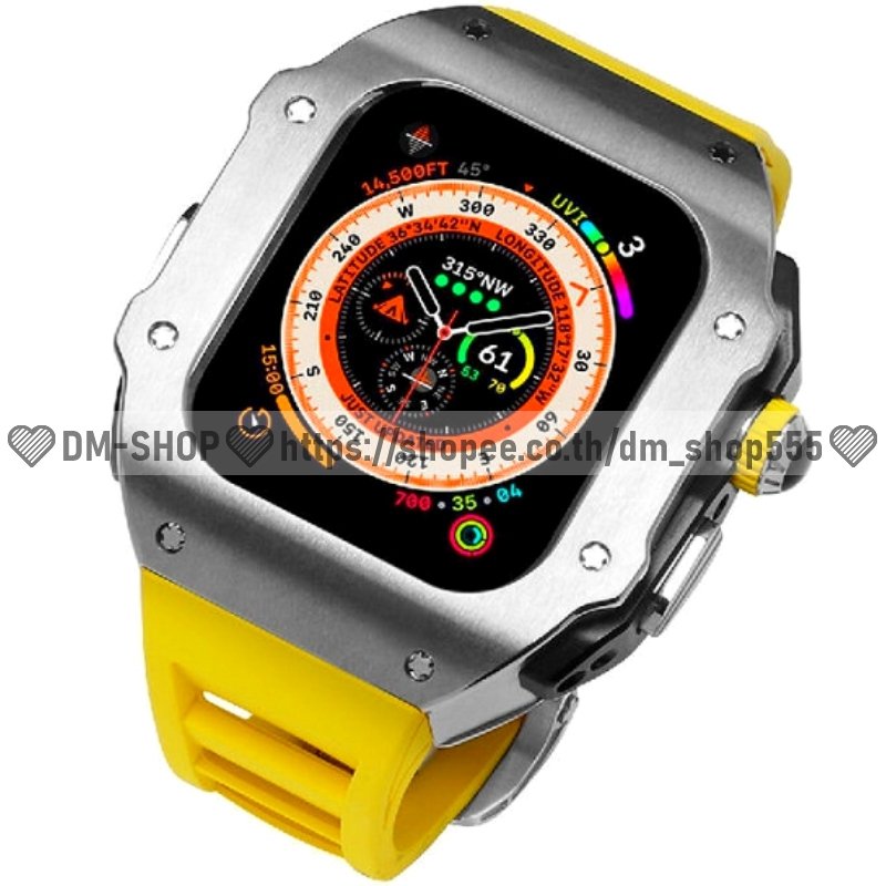 💚DM-SHOP💚สำหรับ Apple Watch เคสและสายนาฬิกาสแตนเลส 49MM 46MM 44MM 45MM ชุดแต่งหรู สำหรับ 11 10 9 8 7