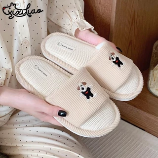 🔆ใหม่🔆(SH-1-32) รองเท้าสลิปเปอร์ ปักตัวหมาBeagle รองเท้าผ้าใส่เดินในบ้าน พื้นกันลื่น ชายและหญิง