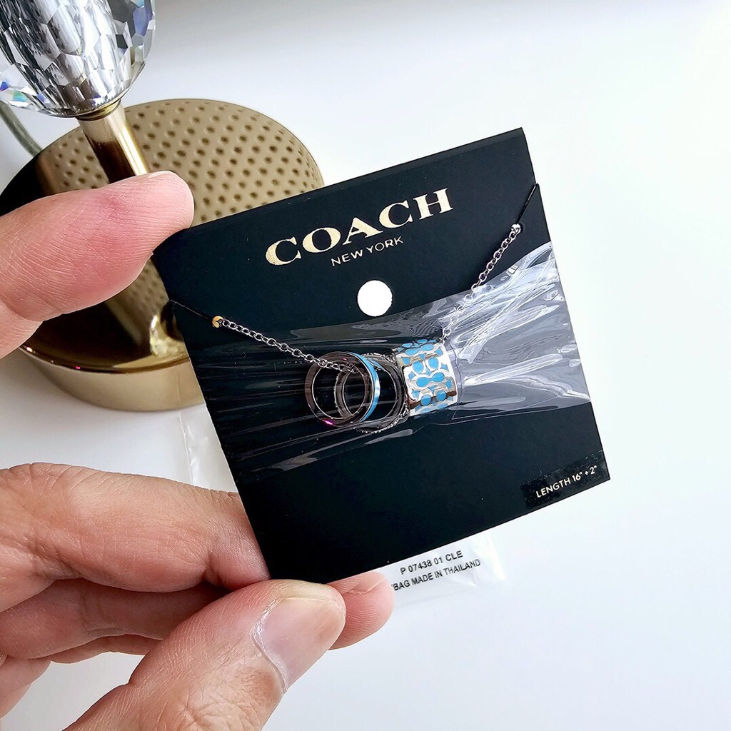 สร้อยคอผู้หญิงC✩ach  ของเเท้100%C9446 Signature Enamel Necklace