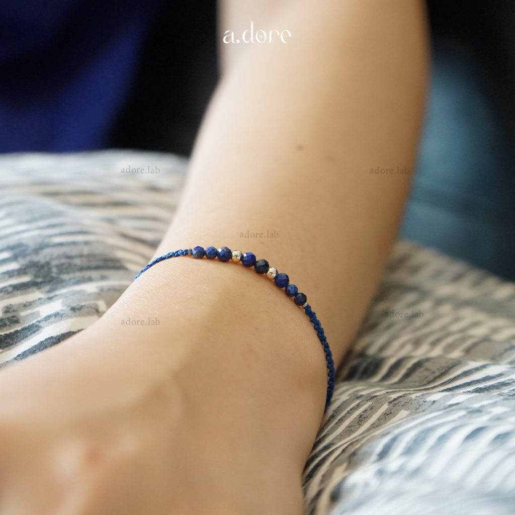กำไลเชือกหินนำโชค ลาพิสลาซูรี (Lapis Lazuli) สั่งทำได้ หินธรรมชาติแท้ ราคา ถูกที่สุด ดีลบีเคเค แกลเลอรีภาพที่ 4