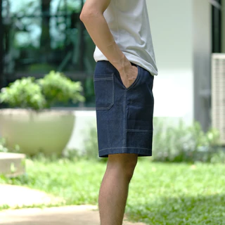 Bunker.clothes กางเกงยีนส์ขาสั้น ผู้ชาย ทรงตรง เย็บด้ายขาว Shorts Denim รุ่น YG-606