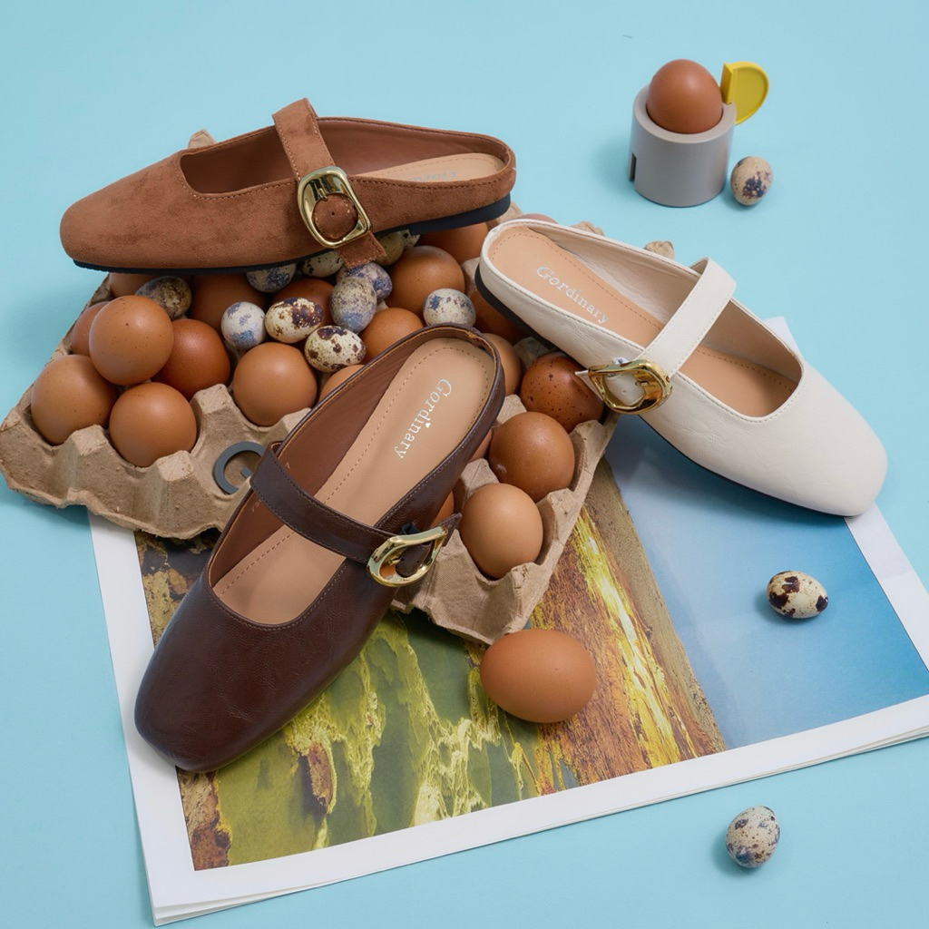 (พร้อมส่ง) Gordinary Glenda เปิดส้นเข็มขัดทอง Size 36-41 (7369-10)