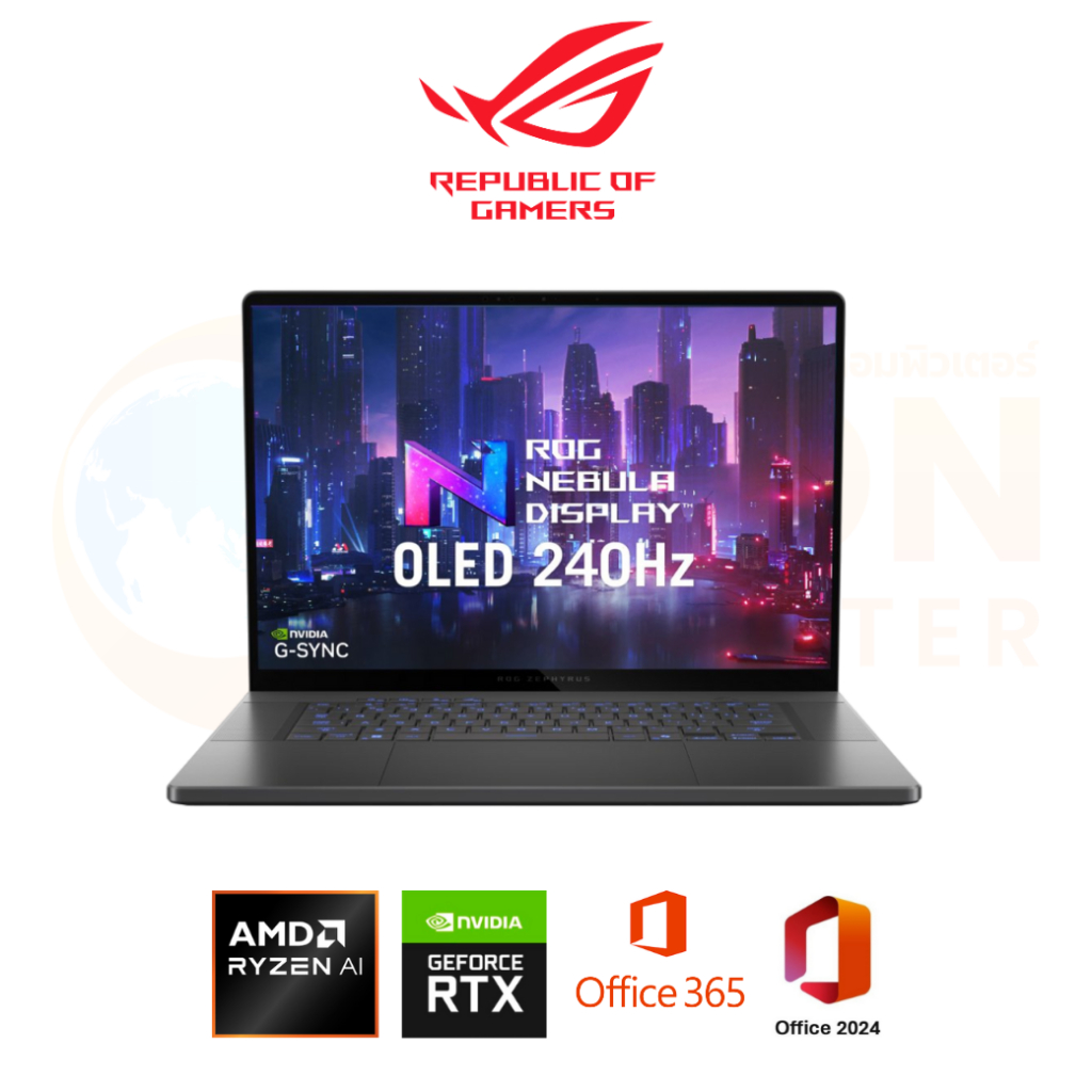 ASUS ROG ZEPHYRUS G16 GA605KM-QR045WA NOTEBOOK (โน้ตบุ๊ค) AMD RYZEN AI 7 350 / RTX 5060 / 32GB / 1TB