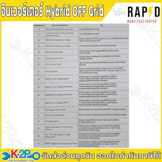 RAPD อินเวอร์เตอร์ HYBRID OFF GRID รุ่น 12V-1800W / 24V-3300W / 24V-4300W / 48V-6300W / 48V-12300W สินค้าแบรนด์ไทย