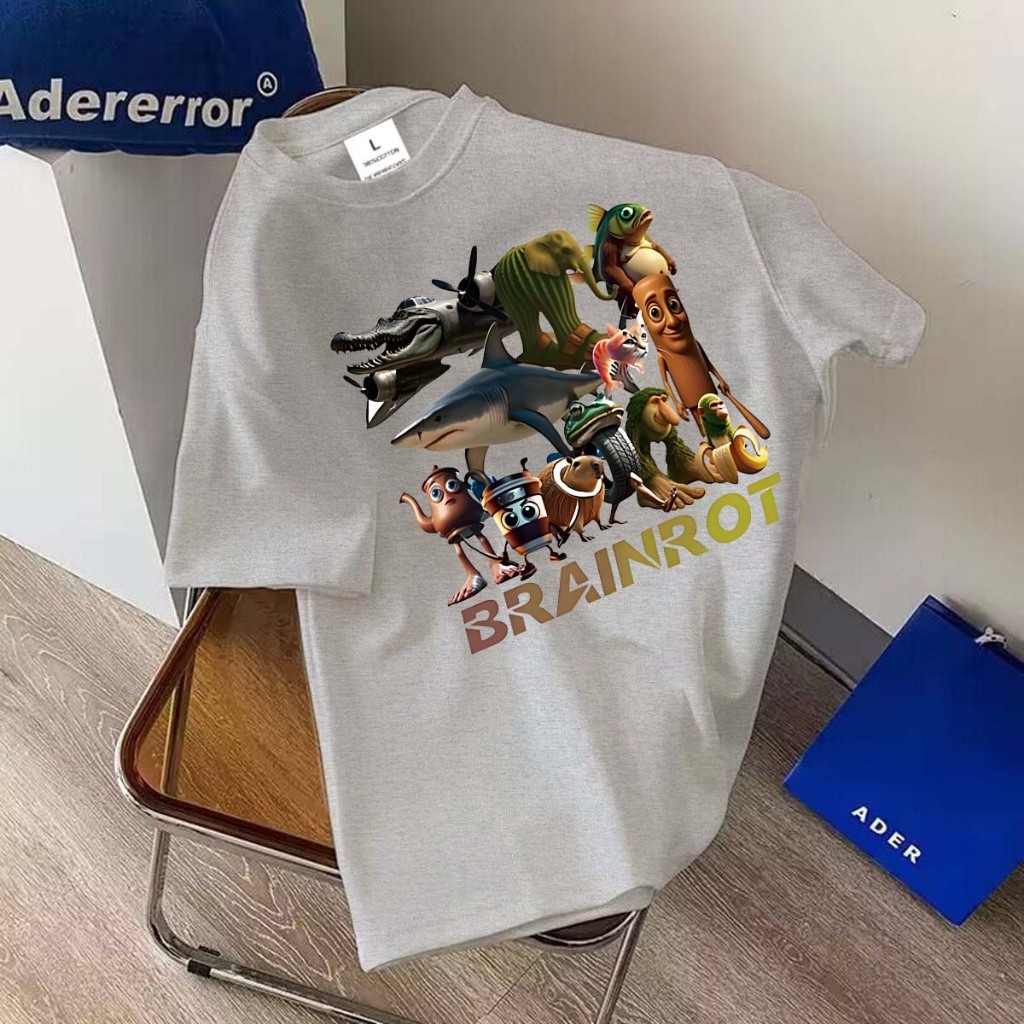 🔥 พร้อมส่ง.BK-1359-SHORT เสื้อยืดแขนสั้น ผ้านิ่มๆนุ่มใส่สบาย ใส่ได้ทั้ง ญ/ช ลาย BRAINROT มาใหม่ใส่เท่มาก