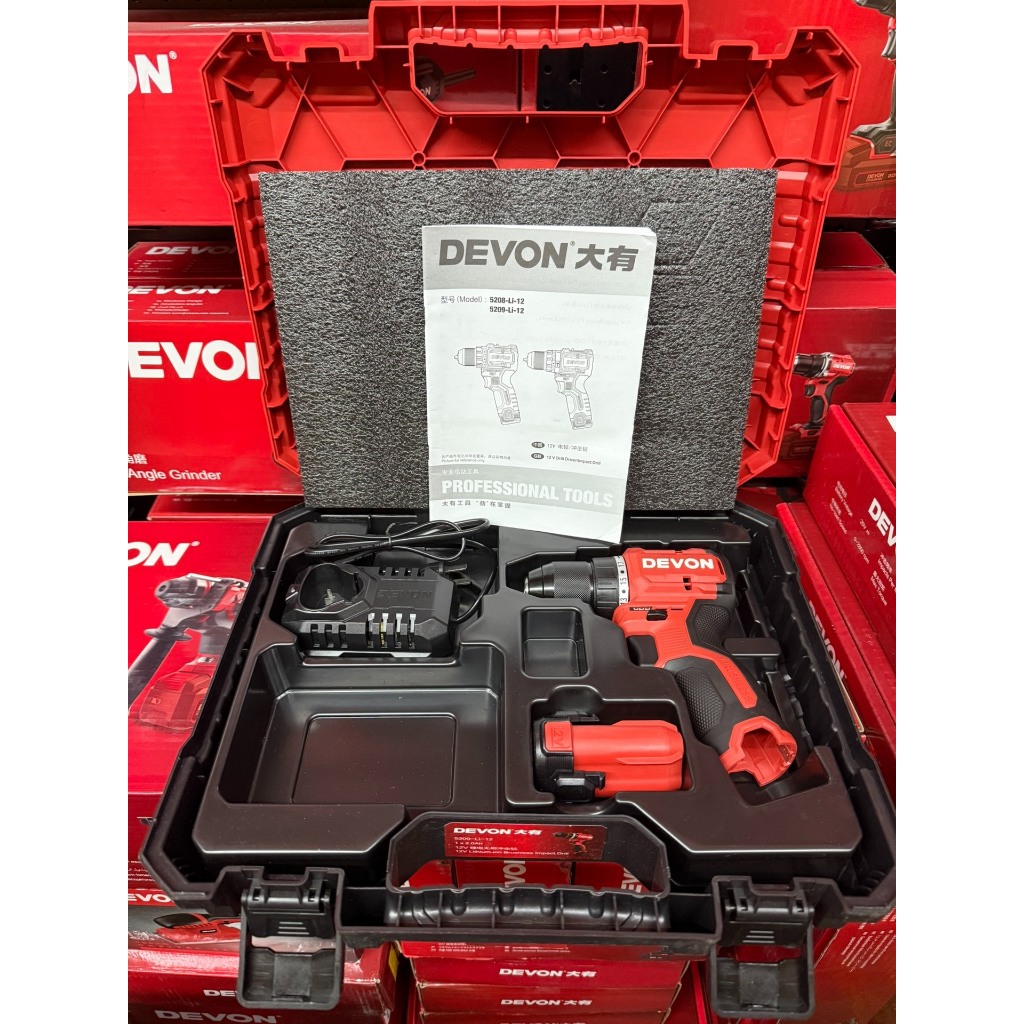 🔧 Devon 5208 สว่านไร้แปรงถ่าน 12V หัวจับโลหะ 13 มม. รุ่นอัปเกรด 🔧