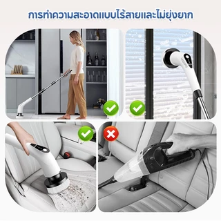 MODOFO 9-in-1 แปรงขัดห้องน้ำไฟฟ้า แปรงทำความสะอาดไฟฟ้า ฟรี9หัวแปรง อัจฉริยะ ไร้สาย การชาร์จUSB ทำความสะอาดง่าย