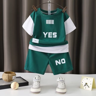 ชุดกีฬาเด็ก เซ็ตเสื้อคอกลม+กางเกงขาสั้น แห้งเร็ว เนื้อผ้าบาง ใส่เล่นสบาย พร้อมส่ง