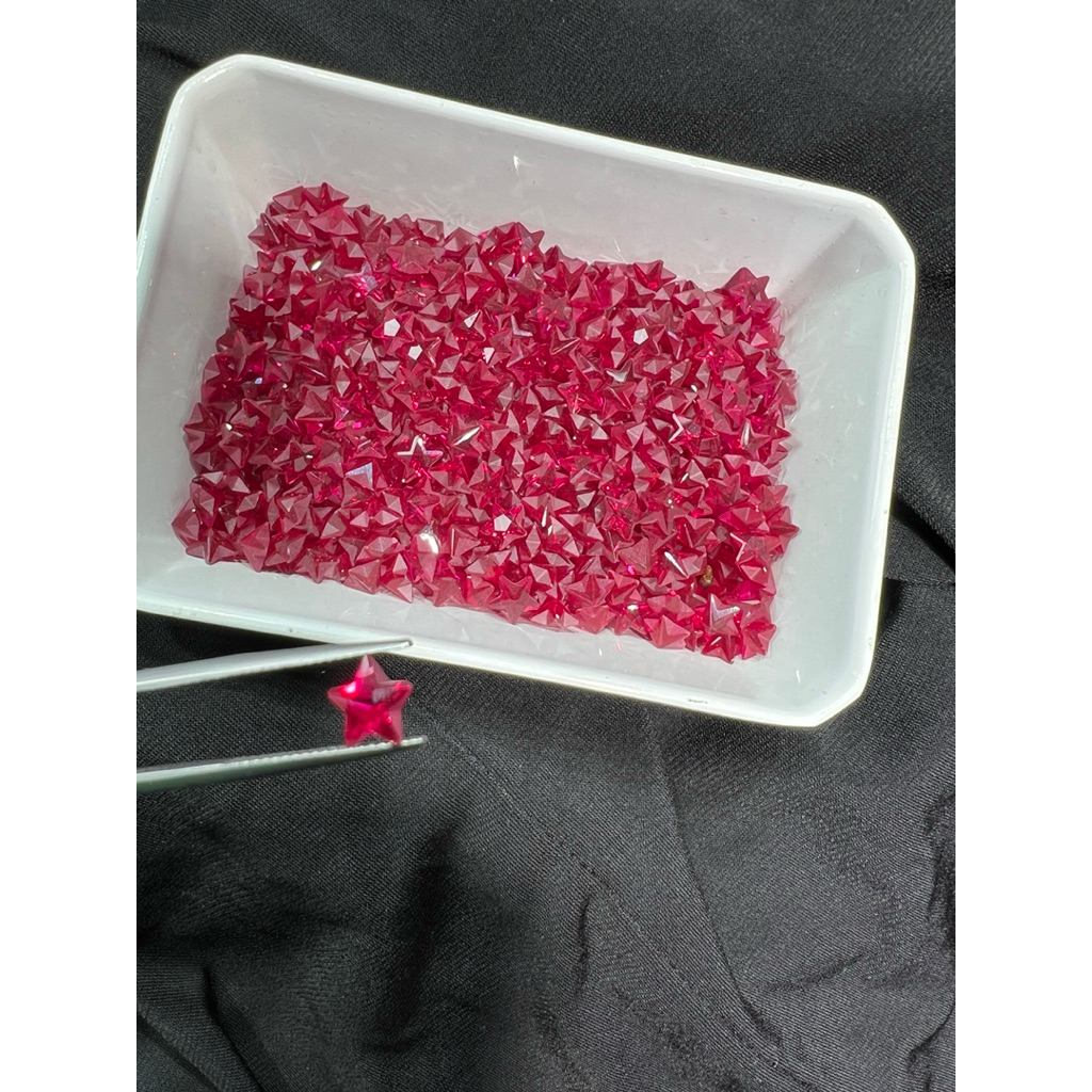 Lab Ruby STAR 7x7mm STAR SHAPE 2 pieces Pair