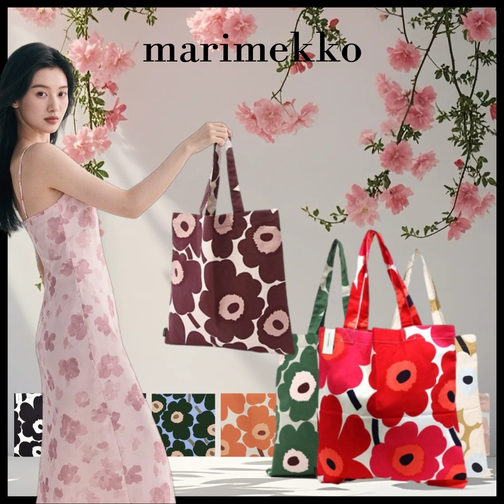 ✨NEW Marimekko Tote Bag แท้100%✨ กระเป๋าผ้าใบ Pieni Unikko สะพายข้างไซส์ใหญ่ 44x43cm กระเป๋าสะพายข้าง.