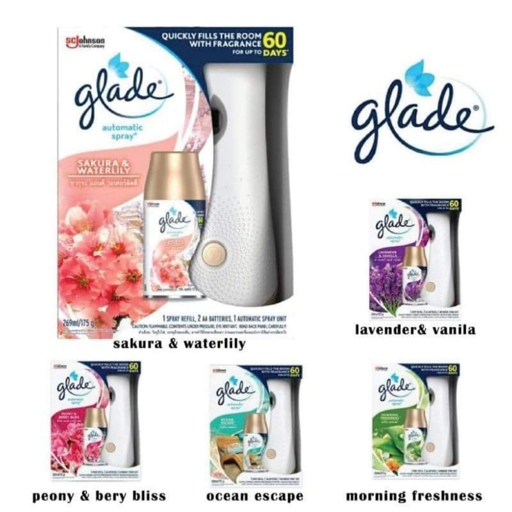 glade เกลดออโตมาติกสเปรย์ยกเซ็ต(ตัวเครื่อง+รีฟิล+ถ่าน)