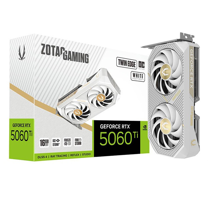 ZOTAC GAMING GEFORCE RTX 5060 TI TWIN EDGE OC WHITE EDITION - 16GB GDDR7 (ZT-B50620Q-10M)