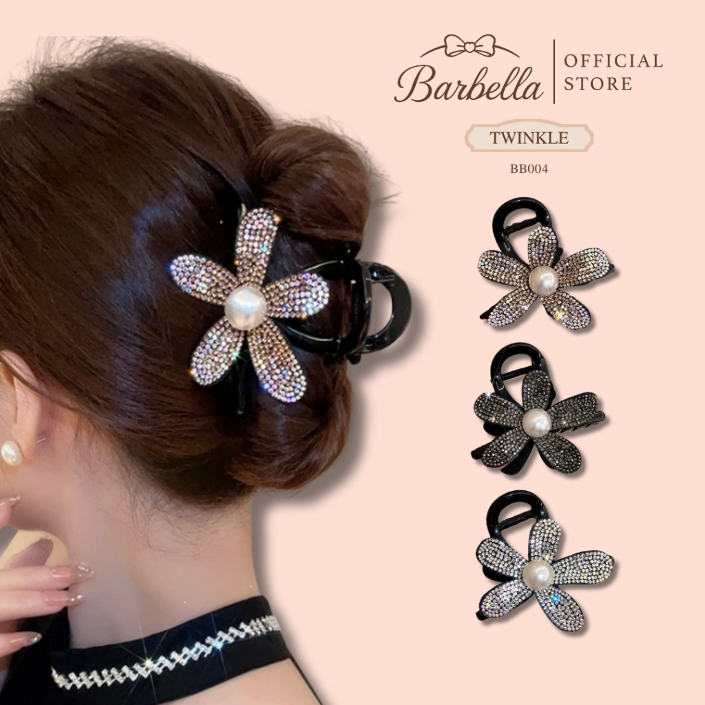 Barbella กิ๊บติดผมดอกไม้คริสตัลประดับมุก รุ่น Blossomé (BB004)