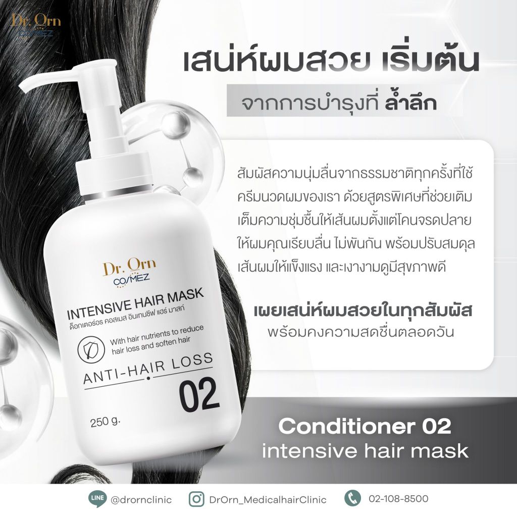 Dr.Orn Cosmez Intensive Hair Mask 250 g. มาร์กลดผมร่วงบำรุงผมเสีย