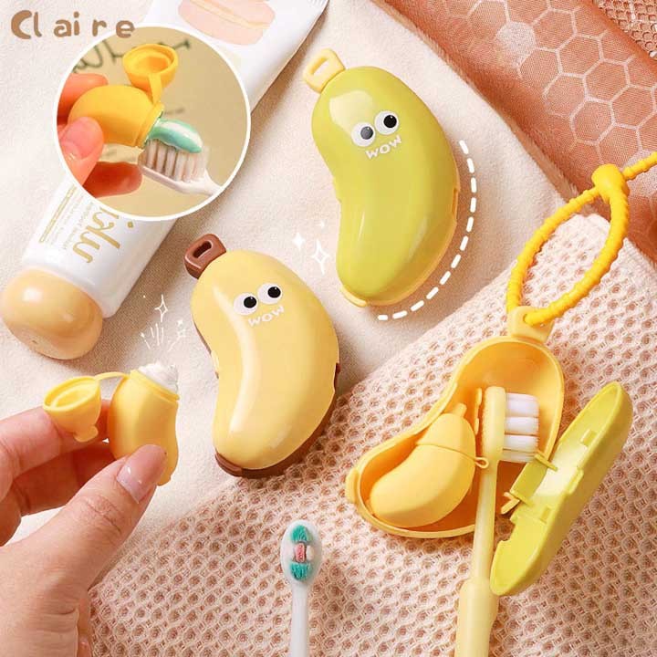 COD ฝาครอบแปรงสีฟันกล้วยน่ารัก! กันฝุ่น+เก็บยาสีฟัน พกพาสะดวก Claire