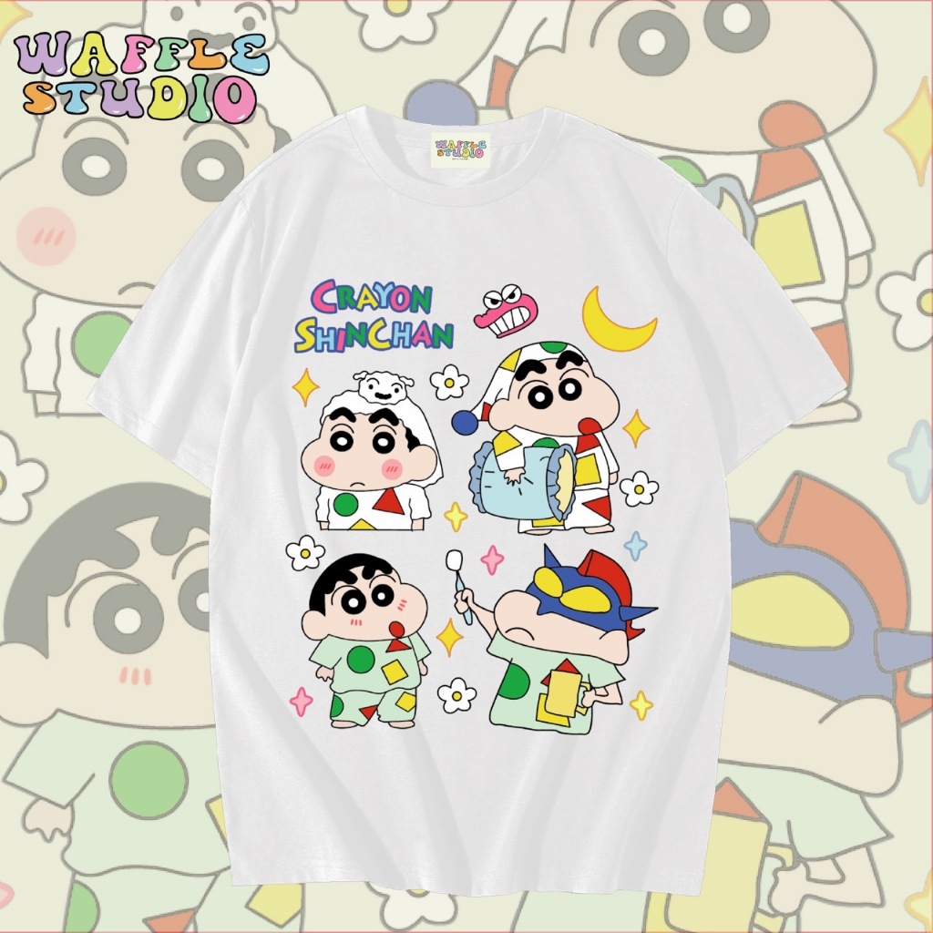 [ ส่งฟรี 🔥 ] WS1797 เสื้อยืดโอเวอร์ไซส์ ผ้าคอตตอน 100% เสื้อยืดเกาหลี เสื้อยืด ชินจัง chinjung WAFFLE STUDIO