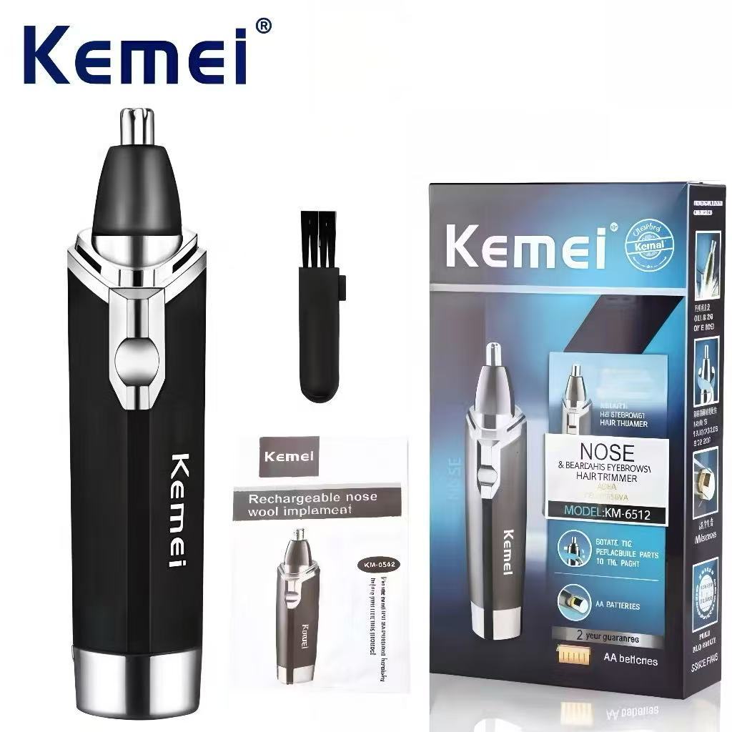 Kemei รุ่นKM-6512เครื่องตัดขน ไฟฟ้าไร้สาย สําหรับกําจัดขนจมูก-ขนหู ล้างทำความสะอาดได้ หมุนได้360องศา (สินค้าพร้อมส่ง)