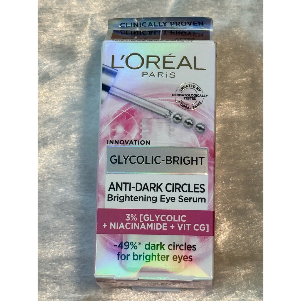 ลอรีอัล ปารีส L'Oréal Paris Glycolic Bright Eye Serum 20ml อายเซรั่มเพื่อผิวรอบดวงตาดูสดใส ช่วยลดใต้