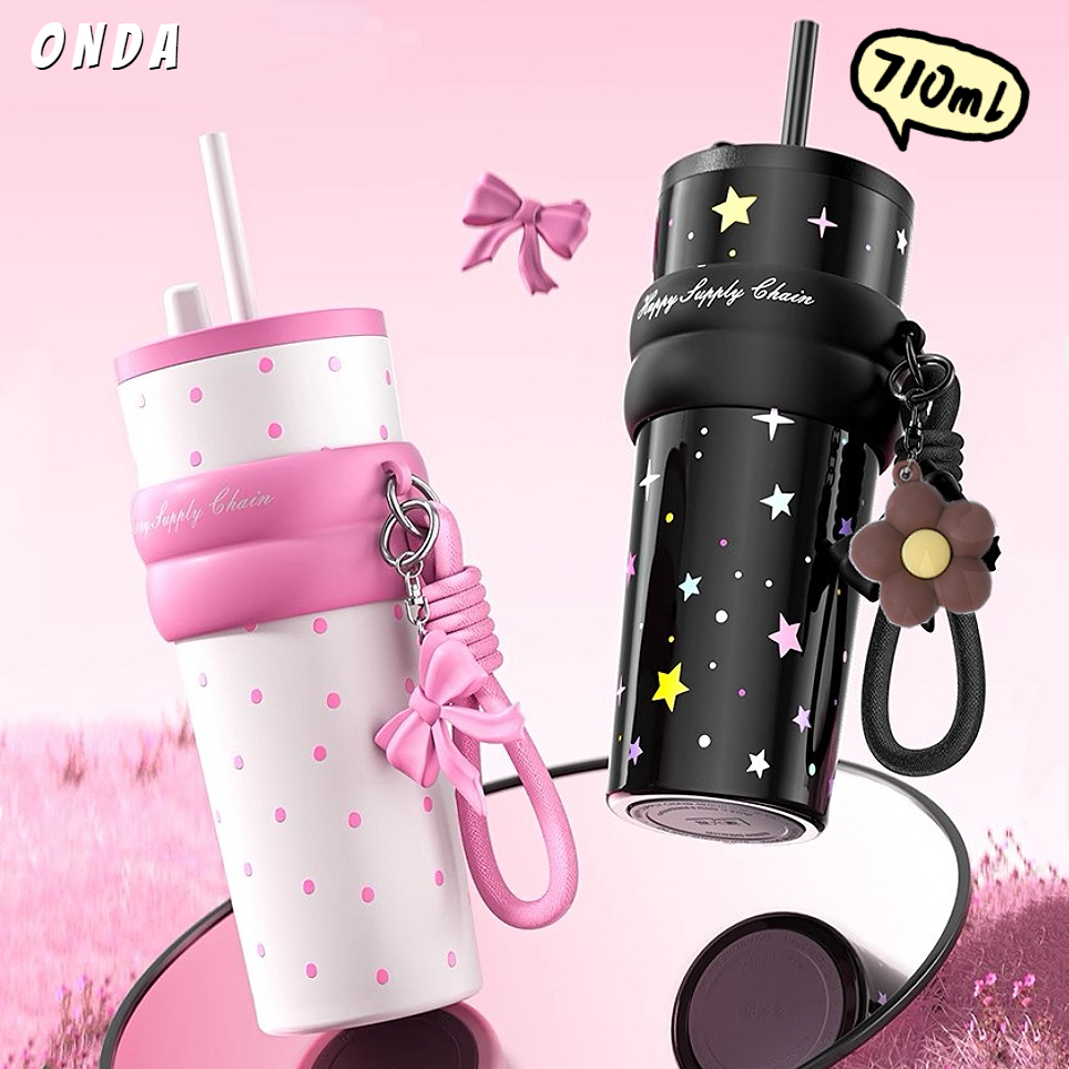 【ONDA】แก้วเก็บความเย็น316สแตนเลสเliner 710mlถ้วยน้ำความจุขนาดใหญ่รถถ้วยแก้วถ้ว ยเย็นเระติกน้ำร้อนถ้ว