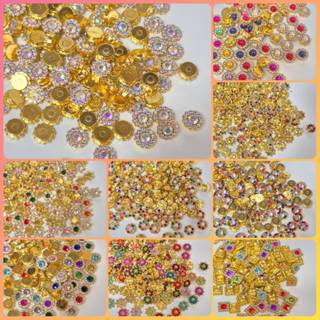 เพชรไฮโซ 20 ชิ้น อุปกรณ์ตกแต่ง เพชรล้อมพลอย ฐานสีทอง