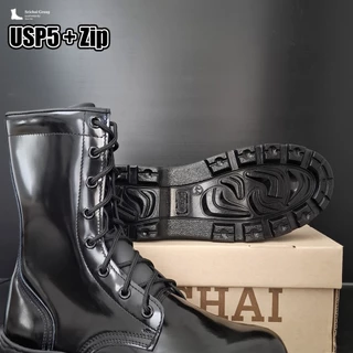 Combat Boots Side Zipper / คอมแบท รุ่น USP5+ Zip หนังขัดมันพรีเมี่ยม ใส่ซิปข้าง by Srichaigroup