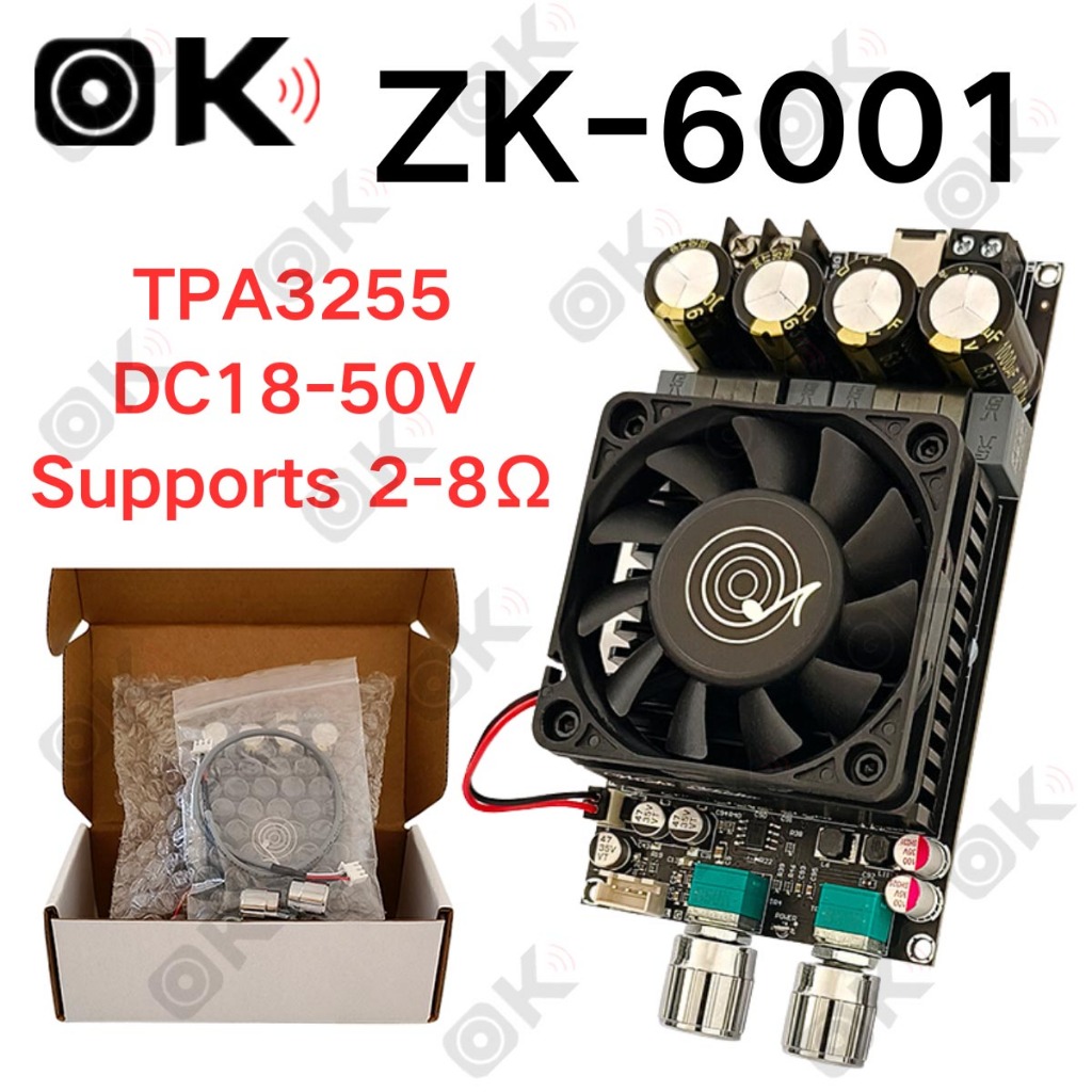 ZK 6001 แท้ 100% แอมป์ขับเบส TPA3255 300W*2 DC18-50v แอมป์แยกซับ แอมป์ขับซับ แอมป์จิ๋ว6001 zk6001 ย้