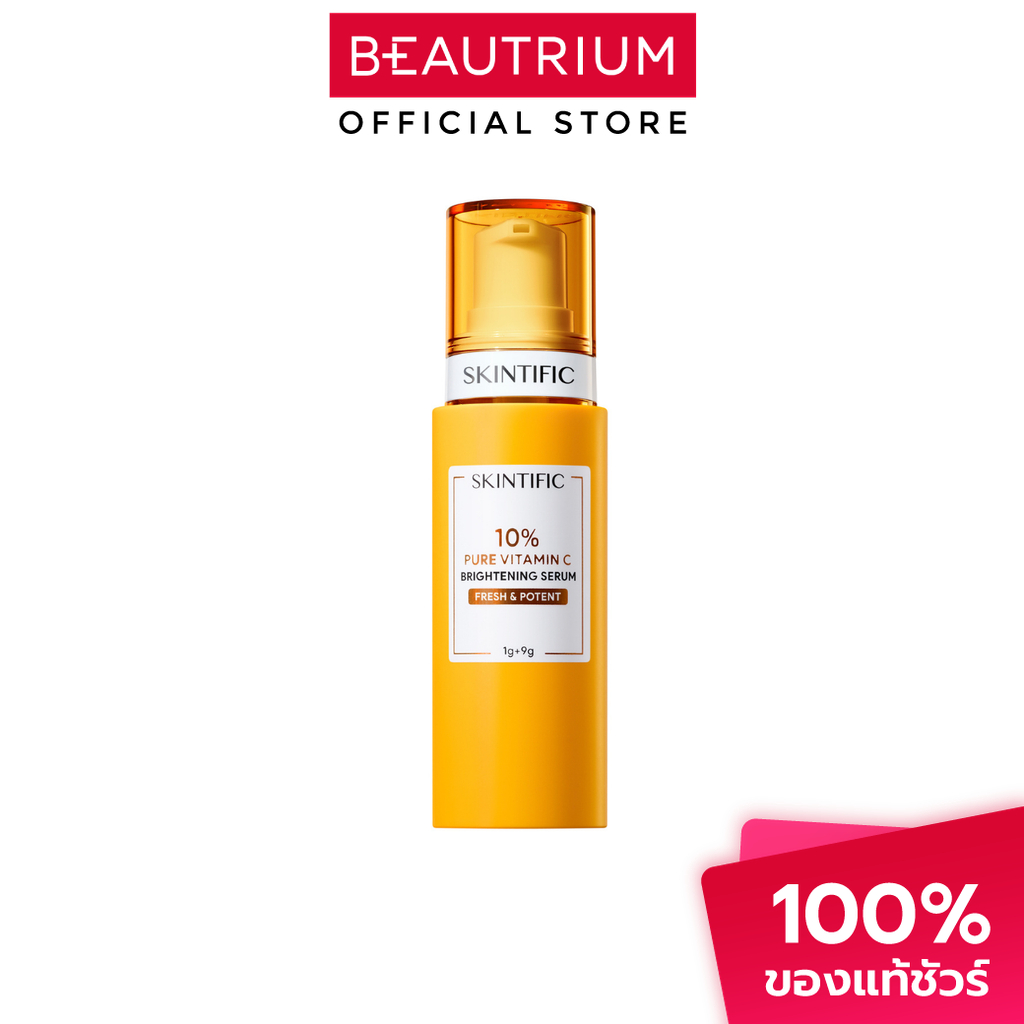 SKINTIFIC 10% Pure Vitamin C Brightening Serum เซรั่มบำรุงผิวหน้า 1g+9g x2pcs