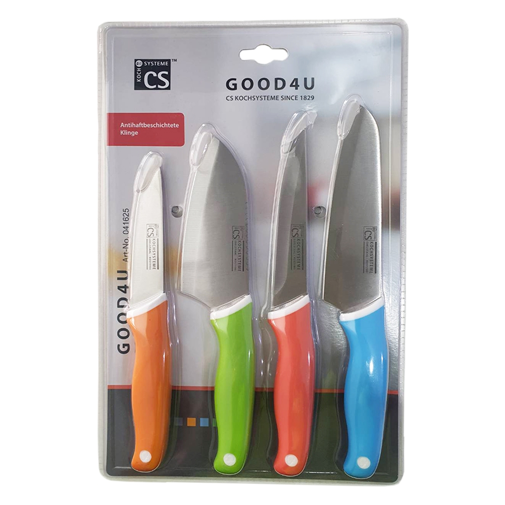 Color kit ชุดมีดเล็ก 4 ชิ้น สำหรับงานครัว แพ็คคุ้มค่า Good4U (Stainless steel)