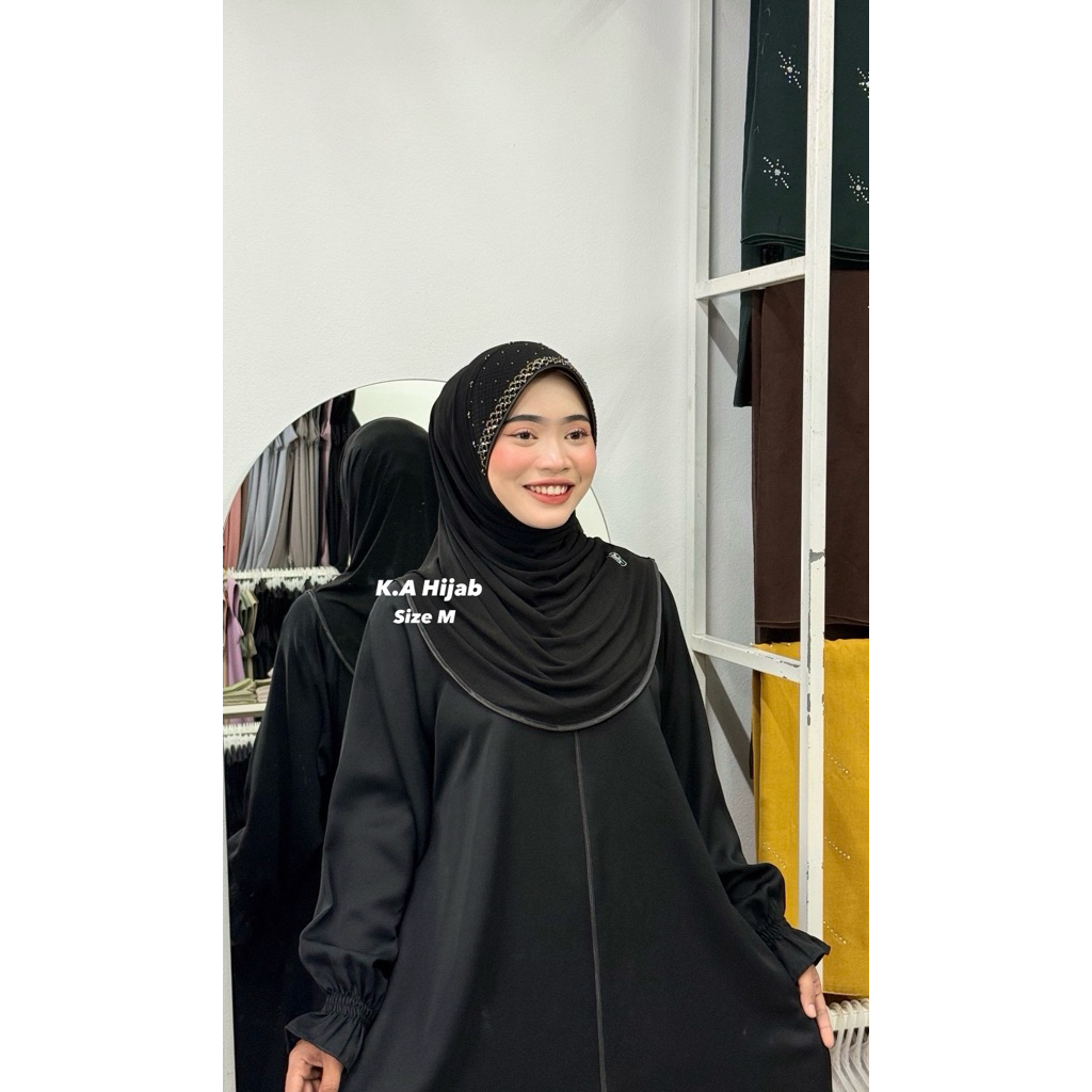 ฮิญาบสวมสำเร็จรุ่นปัดทรงหมุน ขนาดไซส์ M/L