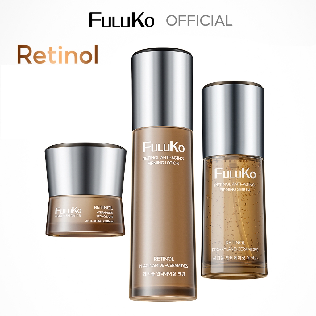 FULUKO 0.4% Retinol Anti-Aging 3-piece Set  Serum 40ml +Essence Lotion 100ml + Cream 30g