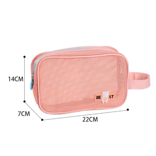 กระเป๋าเครื่องสำอาง ตาข่ายโปร่งใส สีพาสเทล [KSO-24]