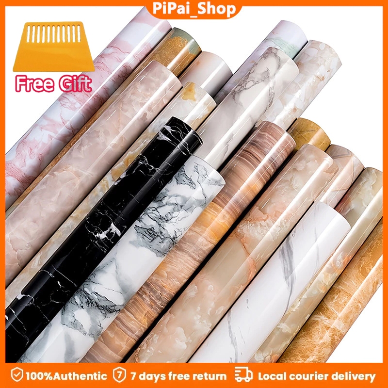 60x300ซม.สติ๊กเกอร์ PVC ทนความร้อน แผ่นฟอยล์หนา ลายหินอ่อน กันน้ำมัน กันน้ำมัน ติดในครัว