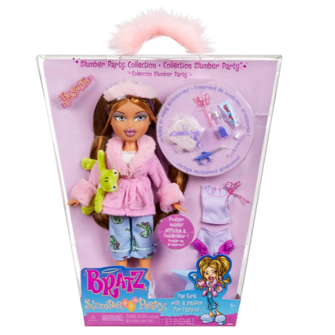 พร้อมส่งในไทย-ส่งฟรี-Bratz Slumber Party YASMIN JADE CLOE Fashion Doll with 2 Sets of Pajamas, Plush, and Accessories