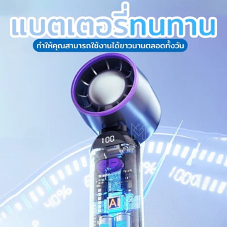 MGX-STORE พัดลมมือถือกังหัน F85 ความแรงลม 100 ระดับ จอ LED ชาร์จ Type-C สำหรับเด็กและผู้ใหญ่ สีเทา-ม่วง/ขาว/ฟ้า